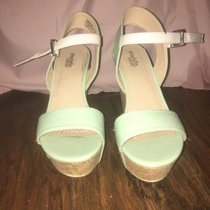 White/ Mint Green Wedges